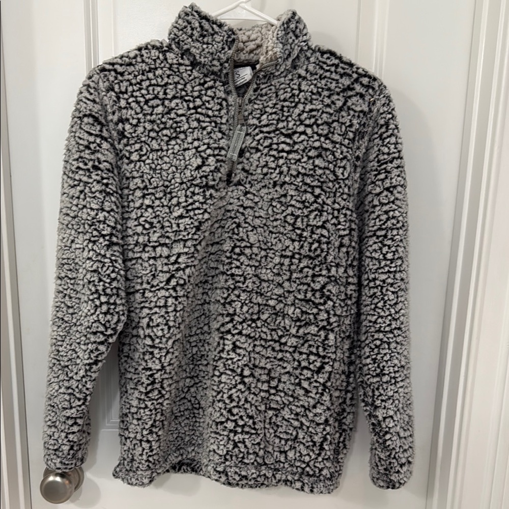 J. America Gray Zip Up Sweater Cozy Sherpa